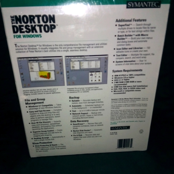 Norton Desktop File Management & Utilities Software Version 2.0 NIB - Picture 2 of 2